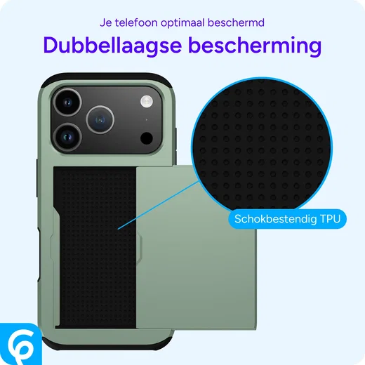 Apple iPhone 18 Pro Hoesje met Slider Kaarthouder Back Cover Groen afbeelding 9