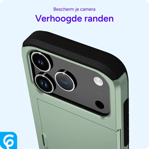 Apple iPhone 18 Pro Hoesje met Slider Kaarthouder Back Cover Groen afbeelding 6