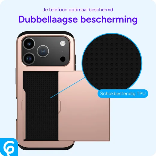 Apple iPhone 18 Pro Hoesje met Slider Kaarthouder Back Cover Roze afbeelding 10