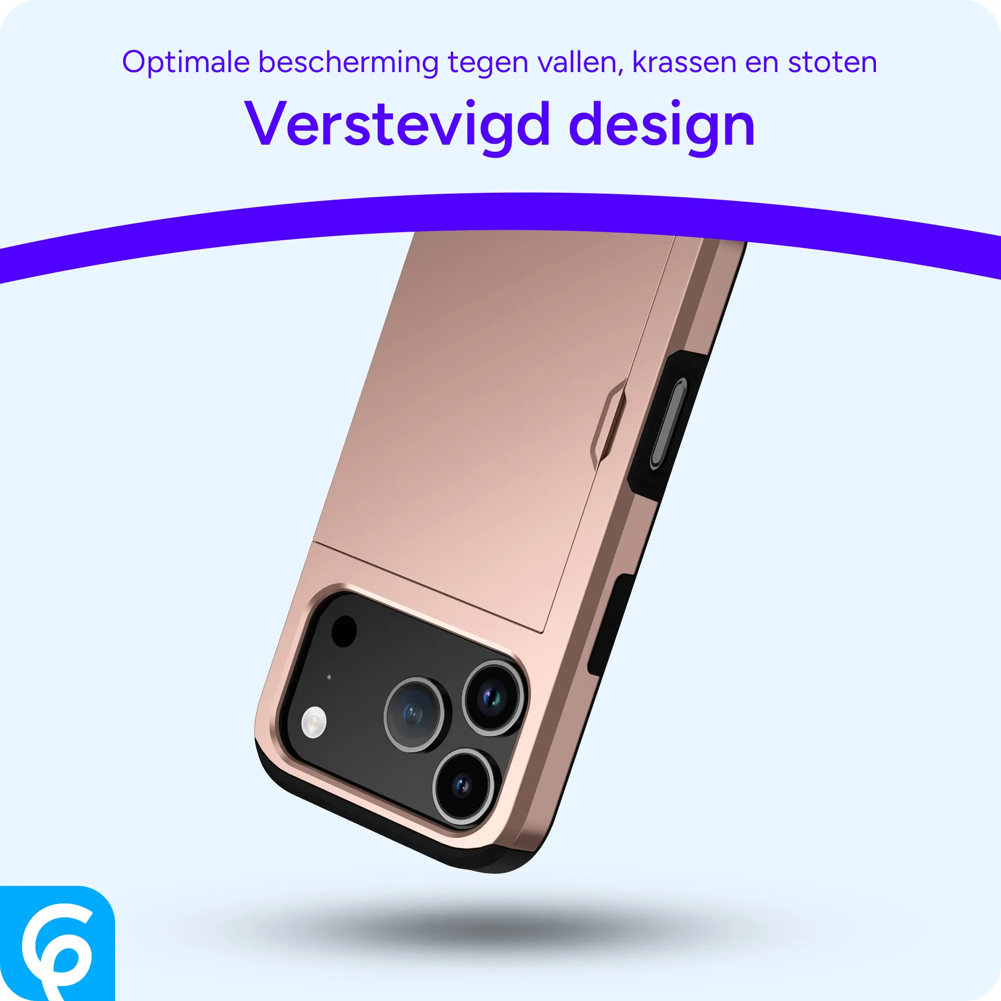 Apple iPhone 18 Pro Hoesje met Slider Kaarthouder Back Cover Roze afbeelding 2