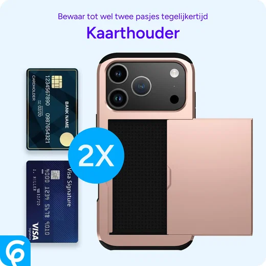 Apple iPhone 18 Pro Hoesje met Slider Kaarthouder Back Cover Roze afbeelding 9