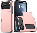 Apple iPhone 18 Pro Hoesje met Slider Kaarthouder Back Cover Roze