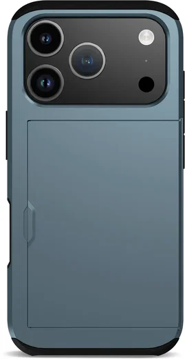 Apple iPhone 18 Pro Hoesje met Slider Kaarthouder Back Cover Blauw afbeelding 13