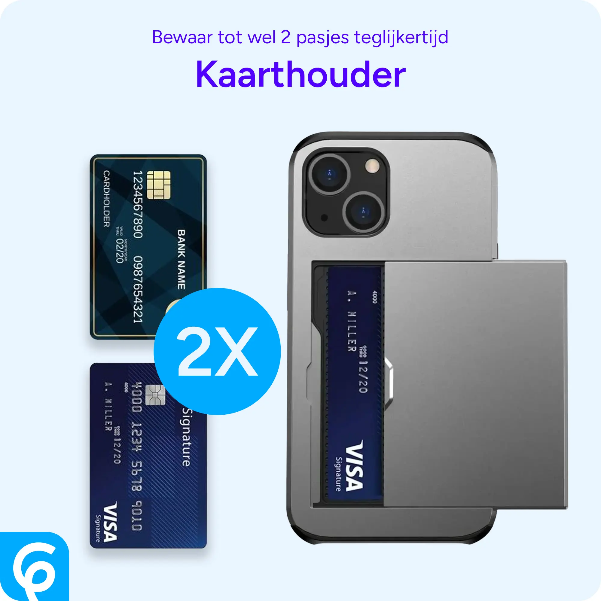 Apple iPhone 18 Pro Hoesje met Slider Kaarthouder Back Cover Grijs afbeelding 9