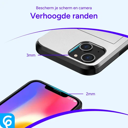 Apple iPhone 18 Pro Hoesje met Slider Kaarthouder Back Cover Grijs afbeelding 7