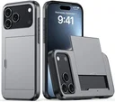 Apple iPhone 18 Pro Hoesje met Slider Kaarthouder Back Cover Grijs