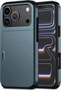 Apple iPhone 18 Pro Max Hoesje met Slider Kaarthouder Back Cover Blauw