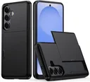 Samsung Galaxy S26 FE Hoesje met Slider Kaarthouder Back Cover Zwart