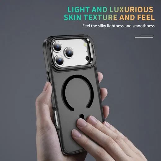 Apple iPhone 18 Pro Hoesje MagSafe Back Cover met Camera Stand Zwart afbeelding 8