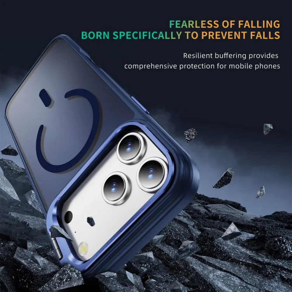 Apple iPhone 18 Pro Hoesje MagSafe Back Cover met Camera Stand Blauw afbeelding 2