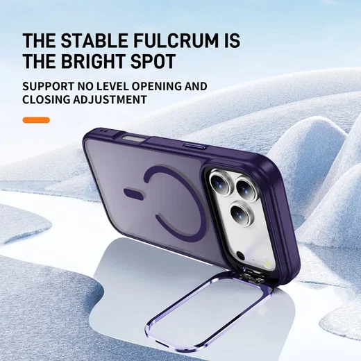 Apple iPhone 18 Pro Hoesje MagSafe Back Cover met Camera Stand Paars afbeelding 3