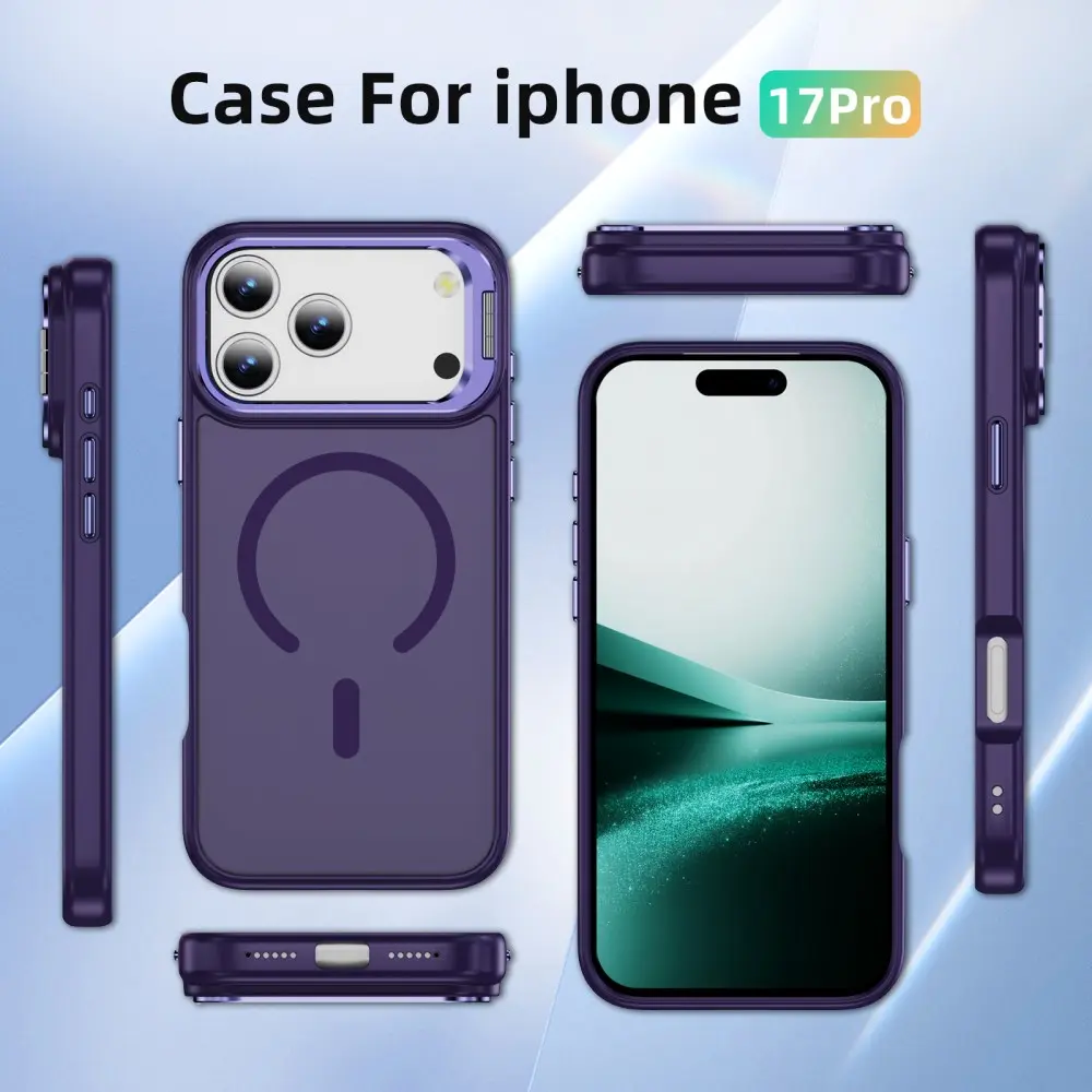 Apple iPhone 18 Pro Hoesje MagSafe Back Cover met Camera Stand Paars afbeelding 11