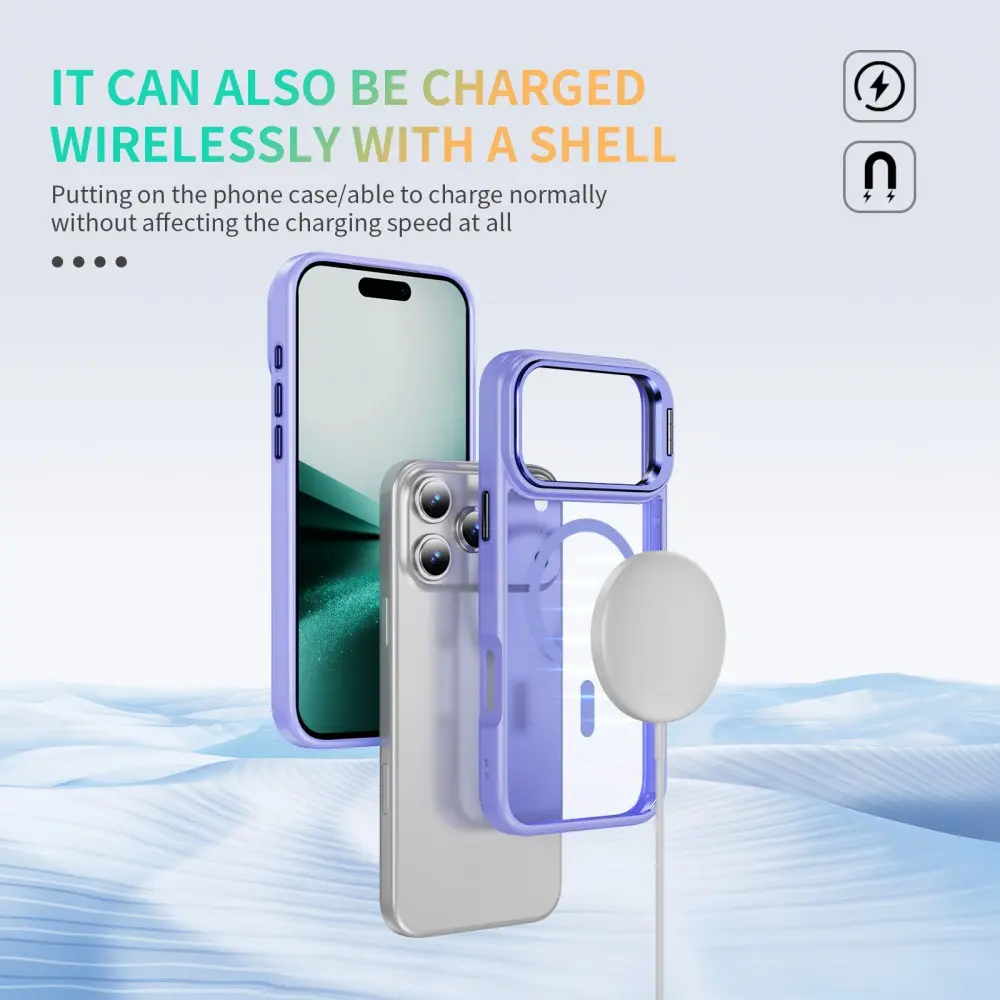 Apple iPhone 18 Pro Hoesje MagSafe Back Cover met Camera Stand Licht Paars afbeelding 5