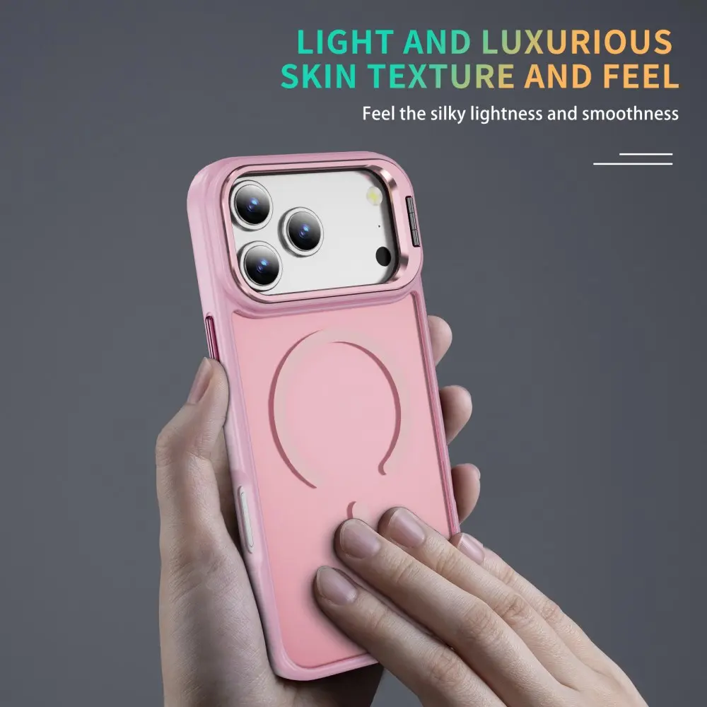 Apple iPhone 16 Pro Hoesje MagSafe Back Cover met Camera Stand Roze afbeelding 8