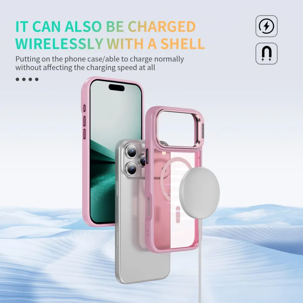 Apple iPhone 16 Pro Hoesje MagSafe Back Cover met Camera Stand Roze afbeelding 5