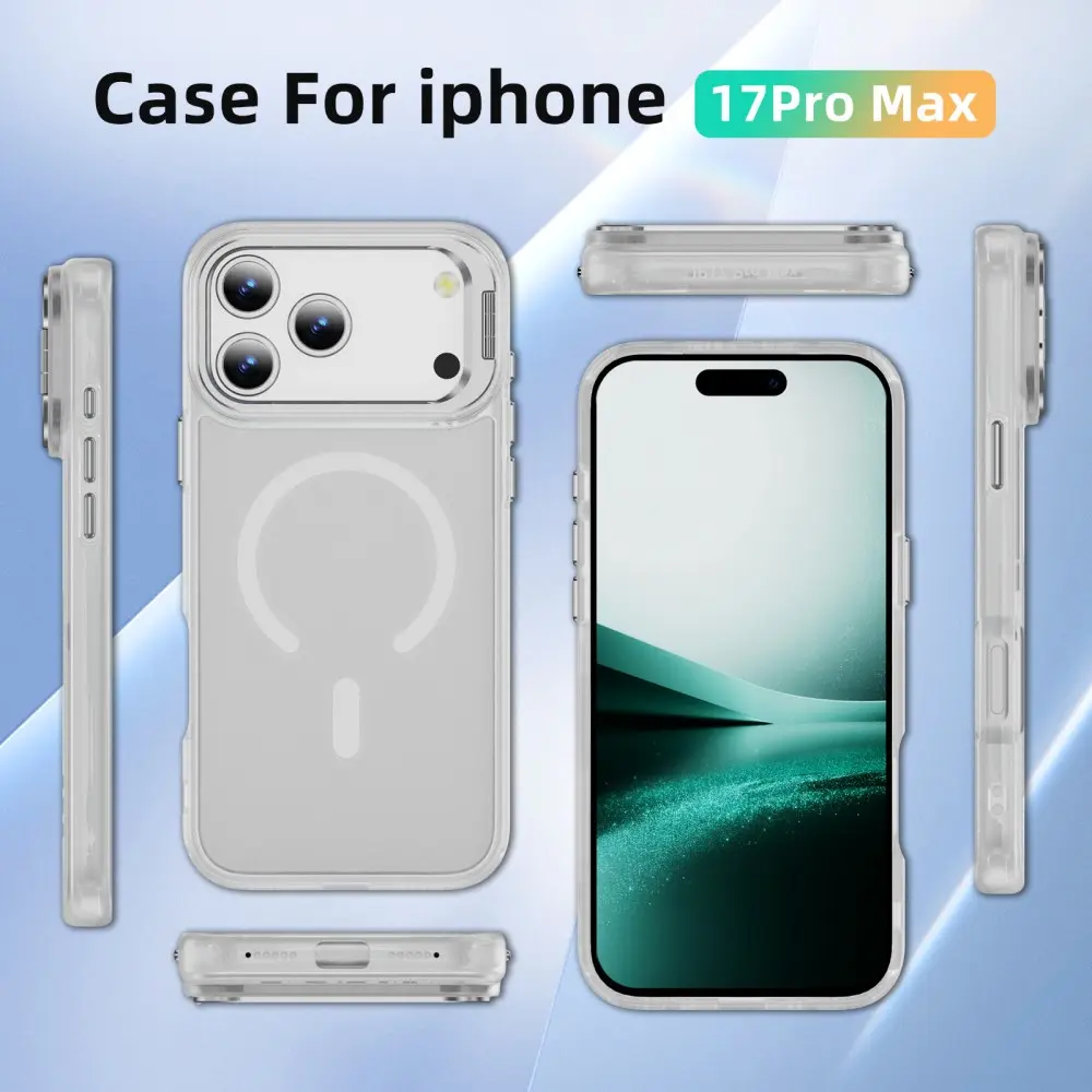 Apple iPhone 18 Pro Max Hoesje MagSafe Back Cover met Camera Stand Transparant afbeelding 11