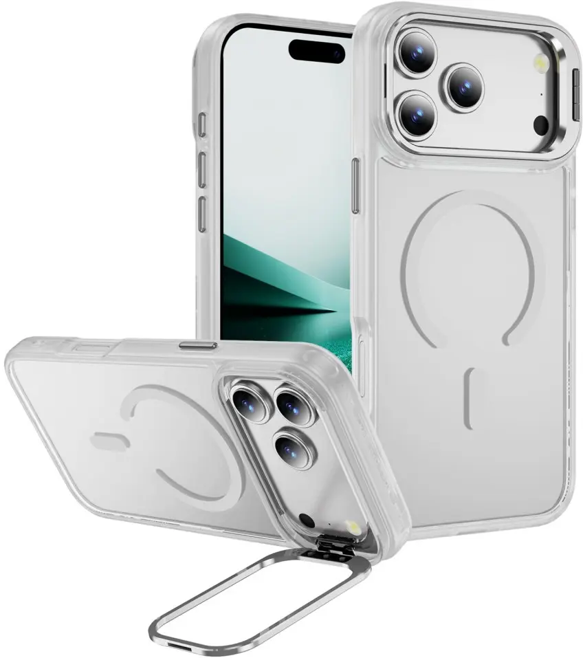 Apple iPhone 18 Pro Max Hoesje MagSafe Back Cover met Camera Stand Transparant afbeelding 1