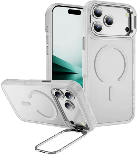 Apple iPhone 18 Pro Max Hoesje MagSafe Back Cover met Camera Stand Transparant afbeelding 1