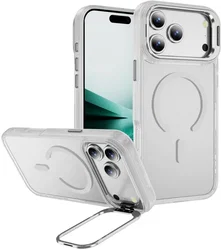 Apple iPhone 18 Pro Max Hoesje MagSafe Back Cover met Camera Stand Transparant afbeelding