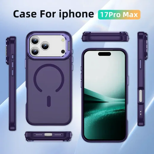 Apple iPhone 18 Pro Max Hoesje MagSafe Back Cover met Camera Stand Paars afbeelding 11