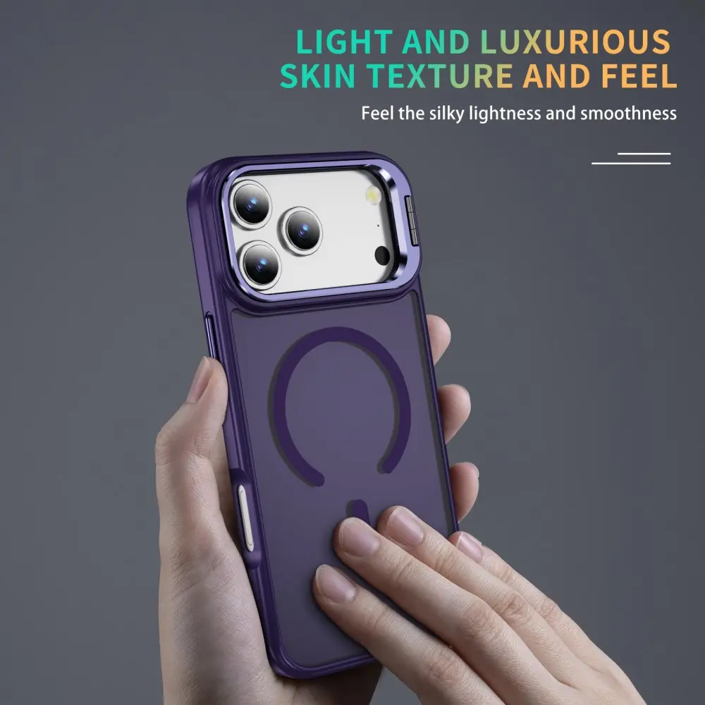 Apple iPhone 18 Pro Max Hoesje MagSafe Back Cover met Camera Stand Paars afbeelding 5
