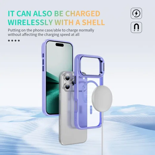 Apple iPhone 18 Pro Max Hoesje MagSafe Back Cover met Camera Stand Licht Paars afbeelding 9