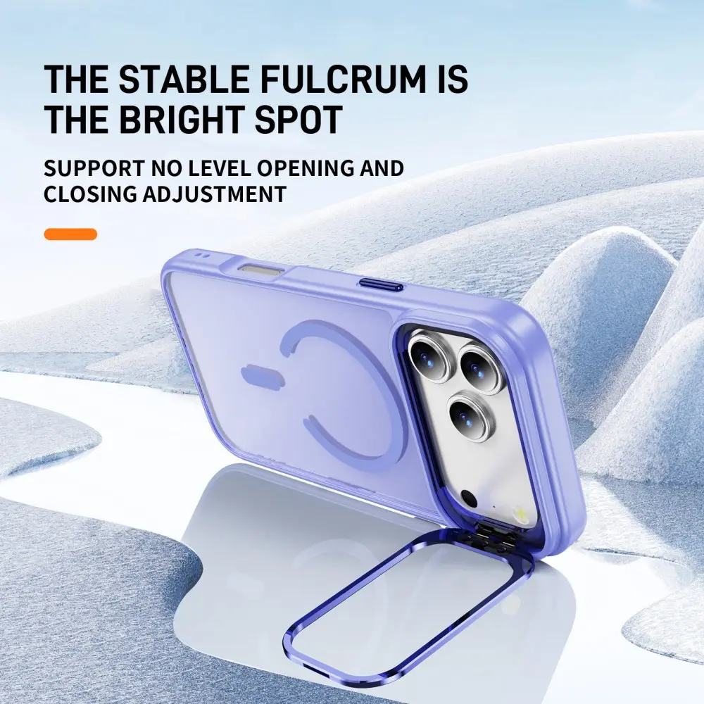 Apple iPhone 18 Pro Max Hoesje MagSafe Back Cover met Camera Stand Licht Paars afbeelding 3