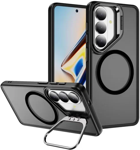 Samsung Galaxy S26 FE Hoesje MagSafe Back Cover met Camera Stand Zwart afbeelding 1