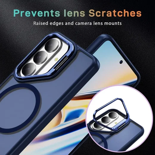 Samsung Galaxy S26 FE Hoesje MagSafe Back Cover met Camera Stand Blauw afbeelding 5