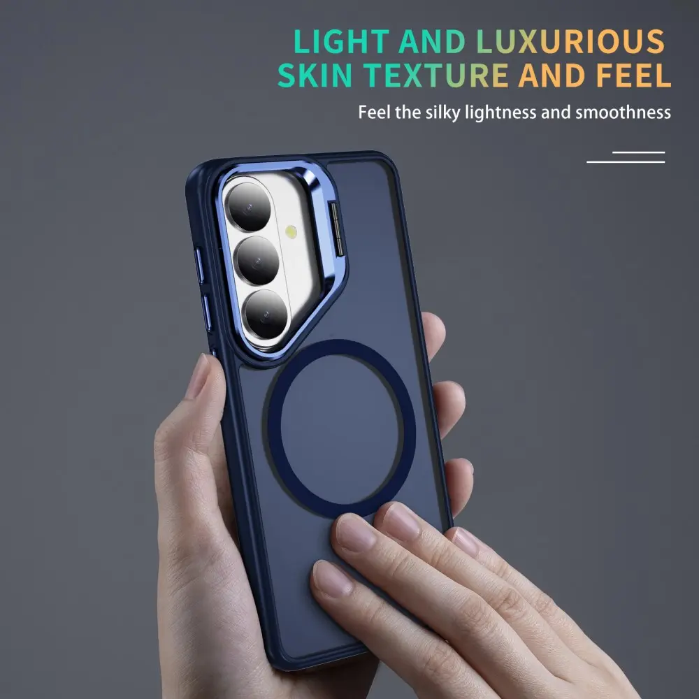 Samsung Galaxy S26 FE Hoesje MagSafe Back Cover met Camera Stand Blauw afbeelding 6