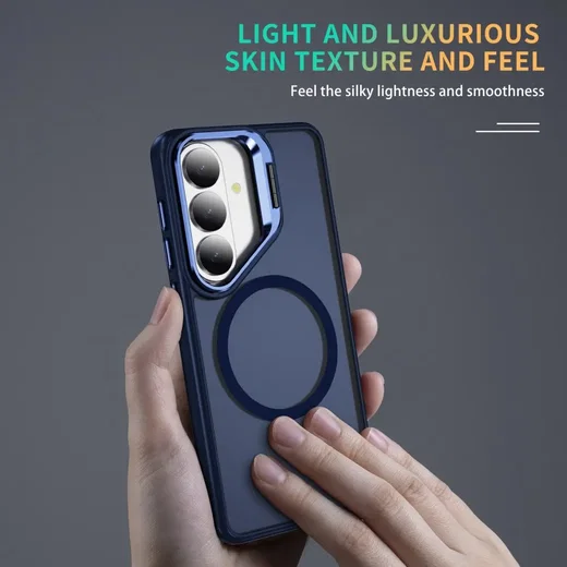 Samsung Galaxy S26 FE Hoesje MagSafe Back Cover met Camera Stand Blauw afbeelding 6