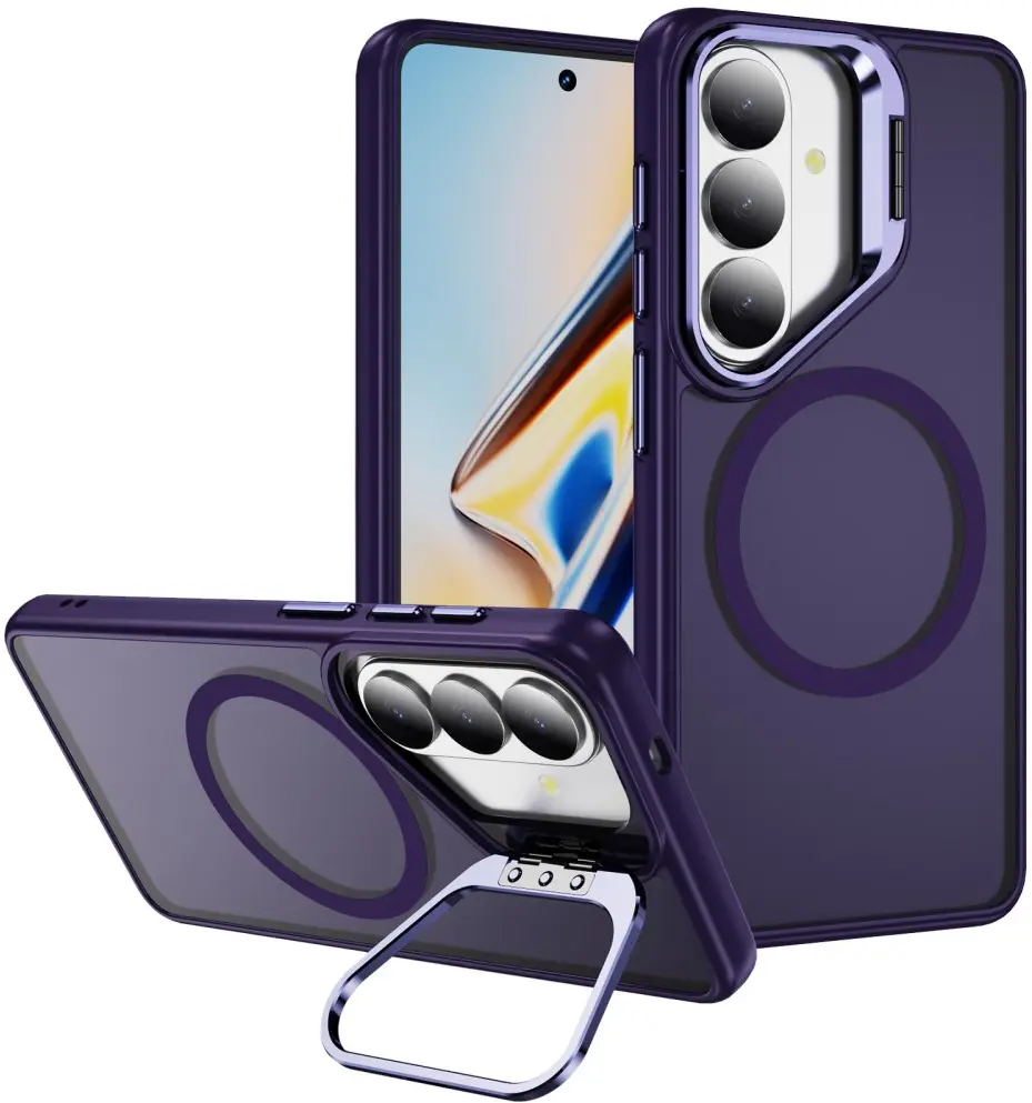 Samsung Galaxy S26 FE Hoesje MagSafe Back Cover met Camera Stand Paars afbeelding 1