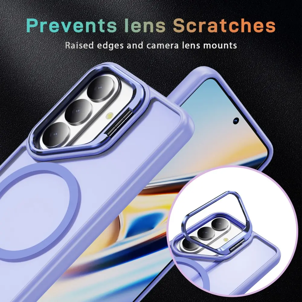 Samsung Galaxy S26 FE Hoesje MagSafe Back Cover met Camera Stand Licht Paars afbeelding 5