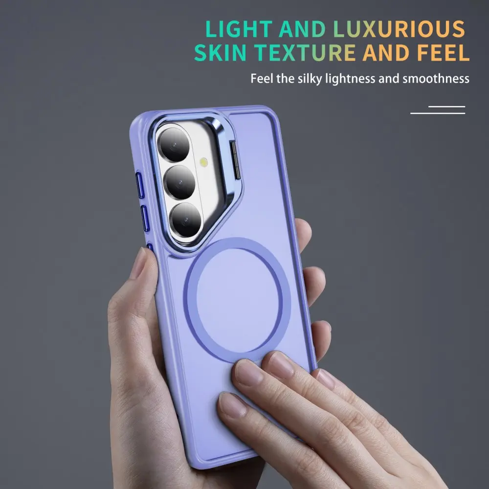 Samsung Galaxy S26 FE Hoesje MagSafe Back Cover met Camera Stand Licht Paars afbeelding 6