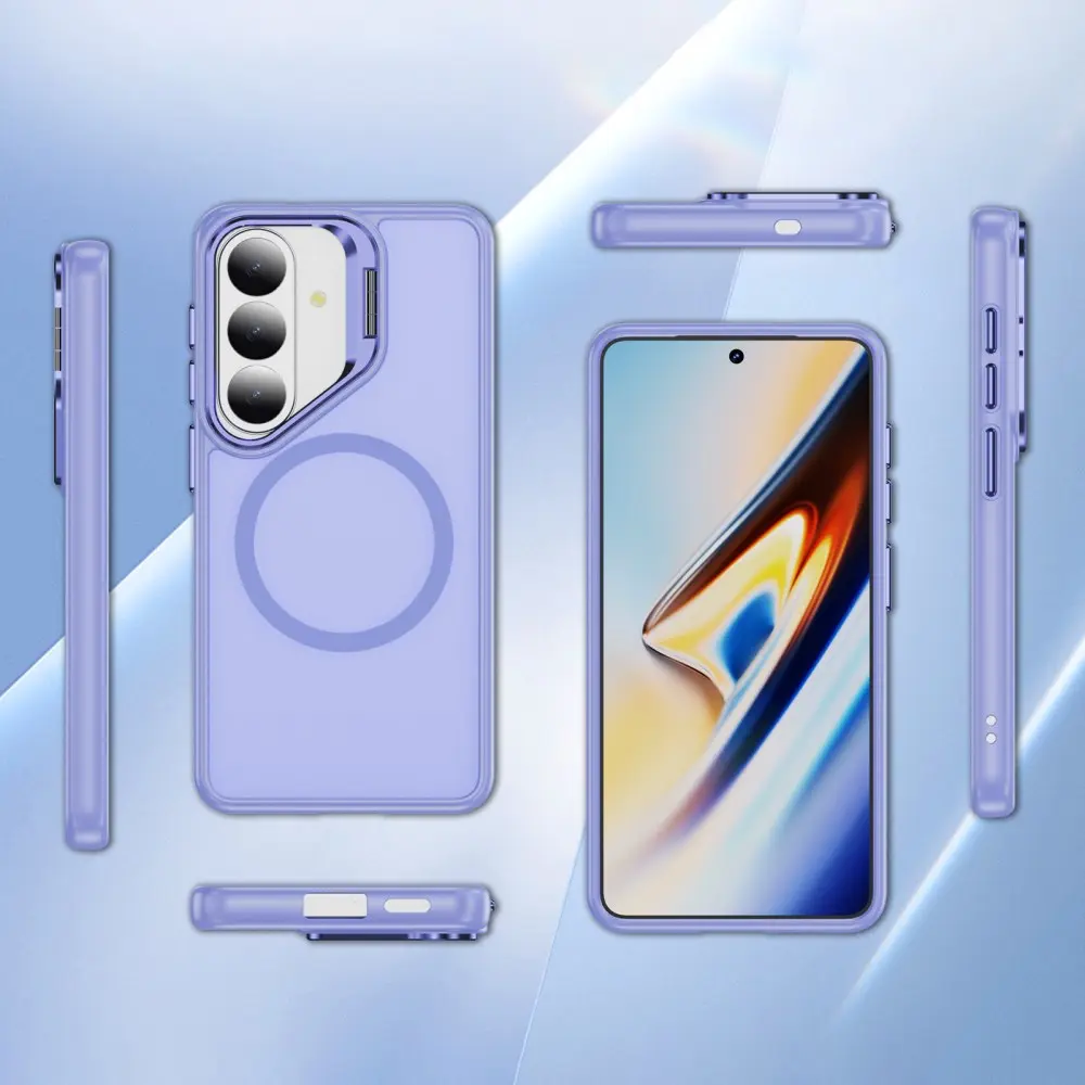 Samsung Galaxy S26 FE Hoesje MagSafe Back Cover met Camera Stand Licht Paars afbeelding 10