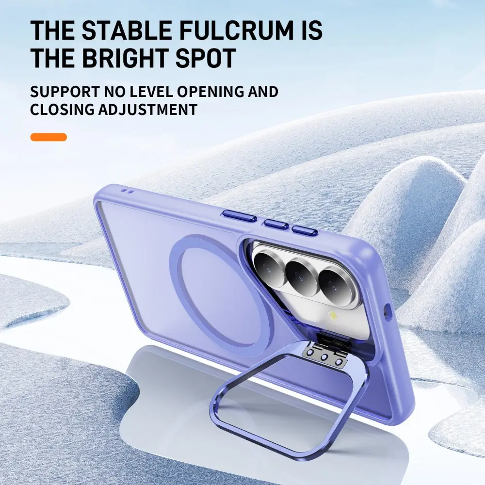 Samsung Galaxy S26 FE Hoesje MagSafe Back Cover met Camera Stand Licht Paars afbeelding 3