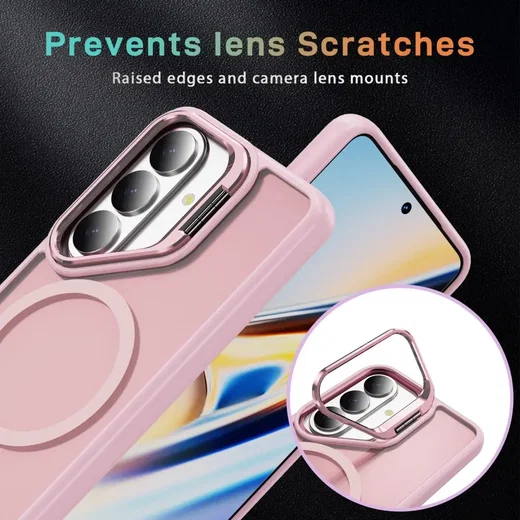 Samsung Galaxy S26 FE Hoesje MagSafe Back Cover met Camera Stand Roze afbeelding 5