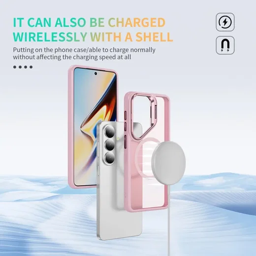 Samsung Galaxy S26 FE Hoesje MagSafe Back Cover met Camera Stand Roze afbeelding 8