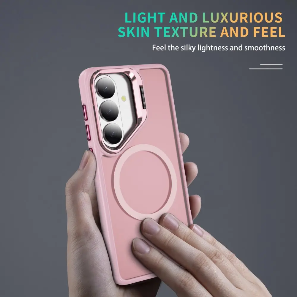 Samsung Galaxy S26 FE Hoesje MagSafe Back Cover met Camera Stand Roze afbeelding 6