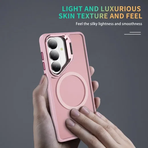 Samsung Galaxy S26 FE Hoesje MagSafe Back Cover met Camera Stand Roze afbeelding 6