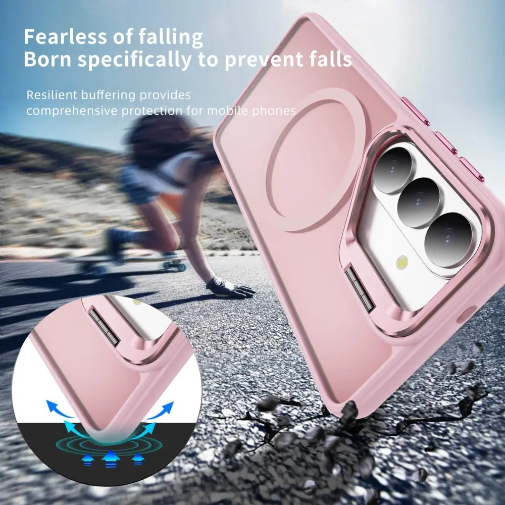 Samsung Galaxy S26 FE Hoesje MagSafe Back Cover met Camera Stand Roze afbeelding 2