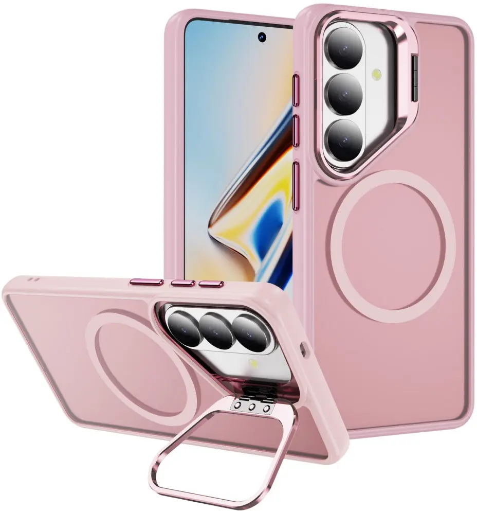 Samsung Galaxy S26 FE Hoesje MagSafe Back Cover met Camera Stand Roze afbeelding 1