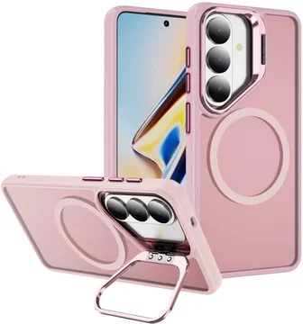 Samsung Galaxy S26 FE Hoesje MagSafe Back Cover met Camera Stand Roze