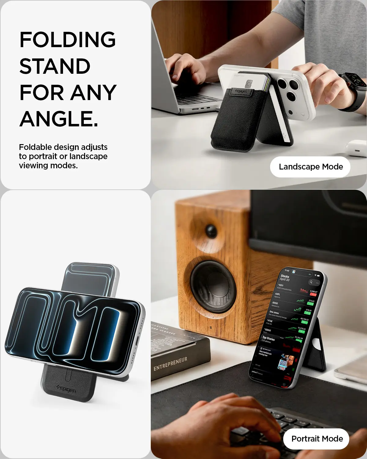 Spigen Slim Fold Stand Wallet MagSafe Pasjeshouder Zwart 12 Pasjes afbeelding 6