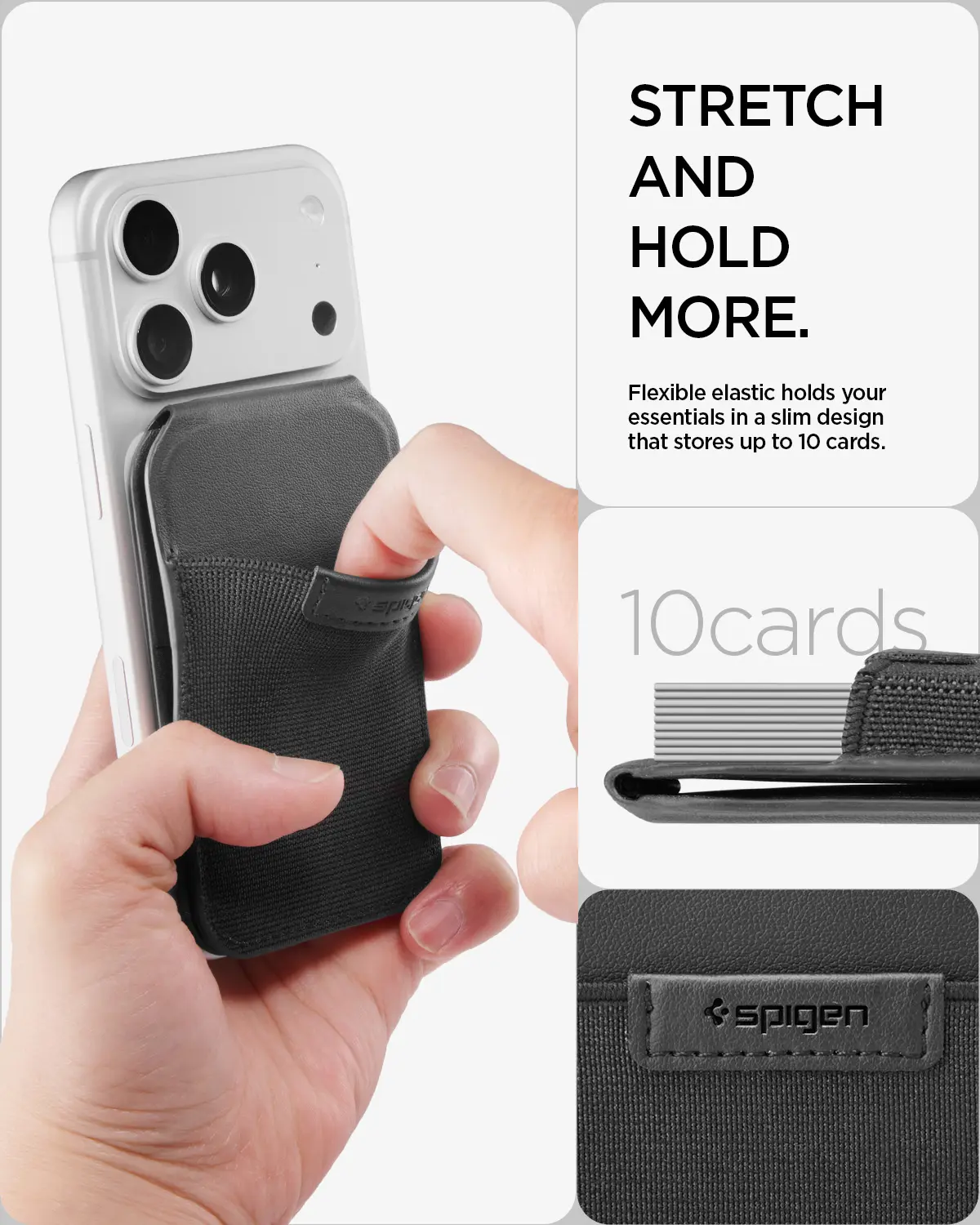 Spigen Slim Fold Stand Wallet MagSafe Pasjeshouder Zwart 12 Pasjes afbeelding 7