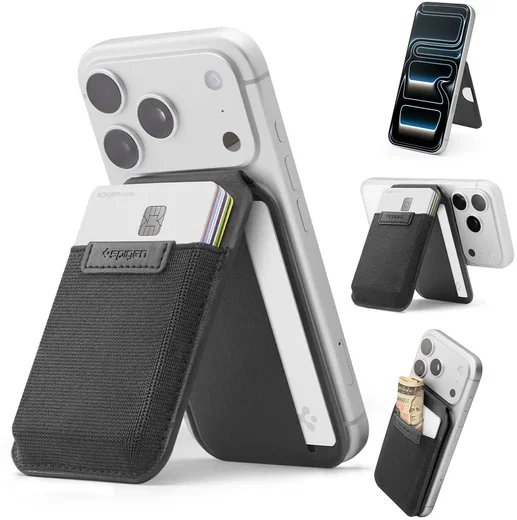 Spigen Slim Fold Stand Wallet MagSafe Pasjeshouder Zwart 12 Pasjes afbeelding 1