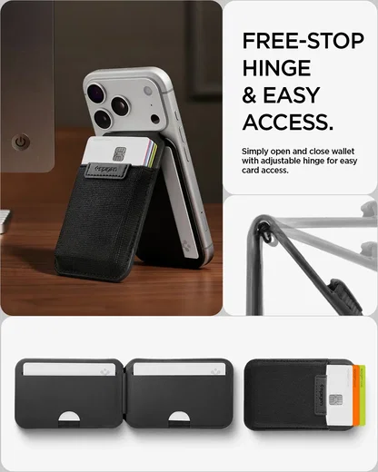 Spigen Slim Fold Stand Wallet MagSafe Pasjeshouder Zwart 12 Pasjes afbeelding 5