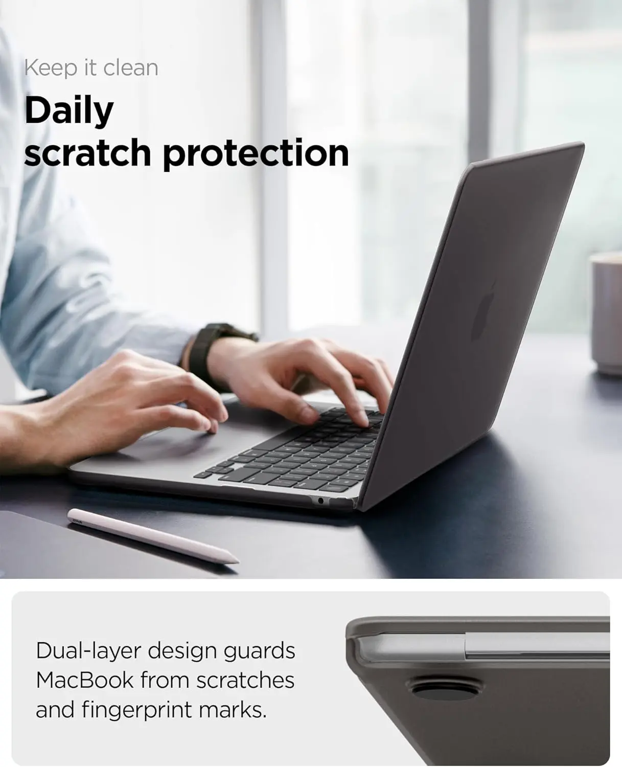 Spigen Air Skin Macbook Air 13 (M5/M4/M3/M2) Hoes Hardcase Transparant Zwart afbeelding 5