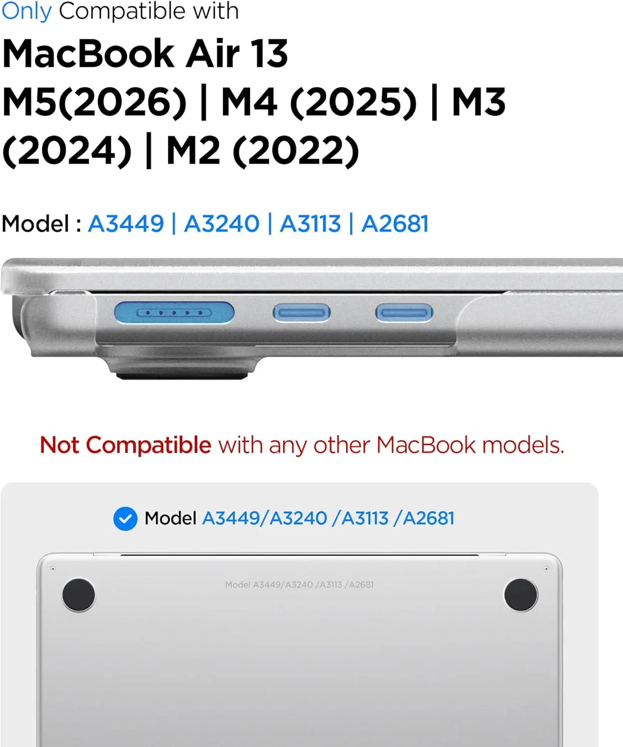 Spigen Air Skin Macbook Air 13 (M5/M4/M3/M2) Hoes Hardcase Transparant afbeelding 3