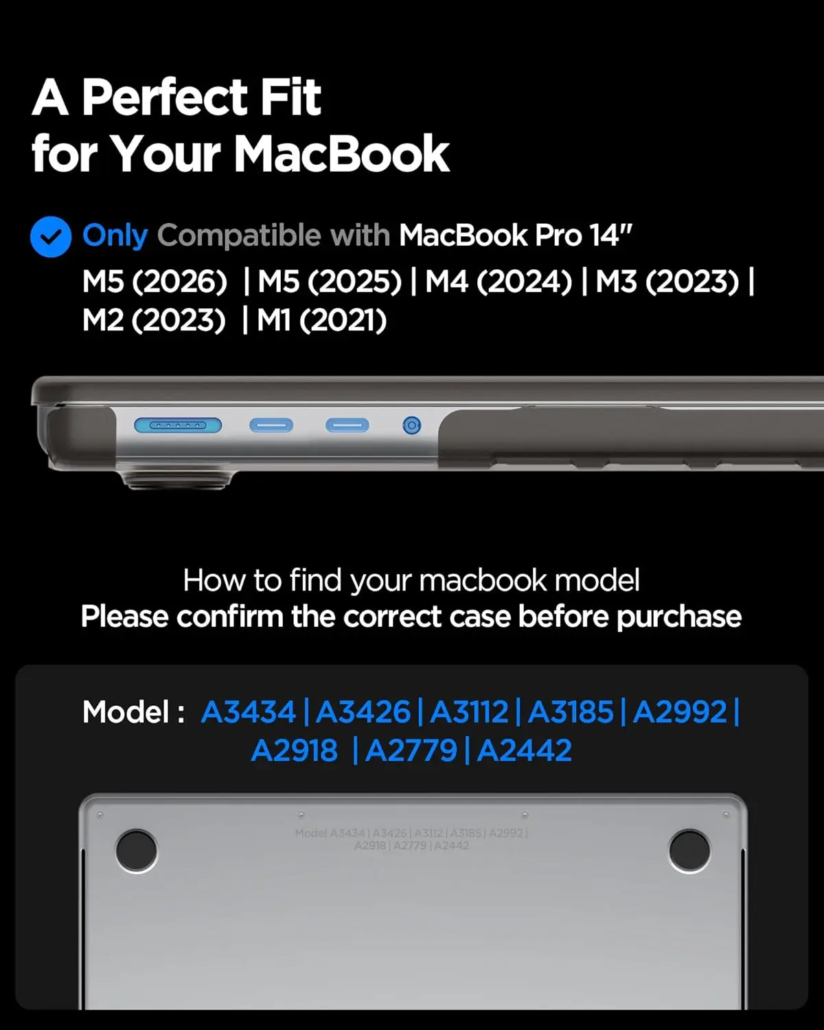 Spigen Air Skin Macbook Pro 14 (M5/M4/M3/M2/M1) Hoes Hardcase Transparant Zwart afbeelding 3